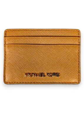 Michael Kors Tan Card Holder Jet Set Pepple Leather NWOT